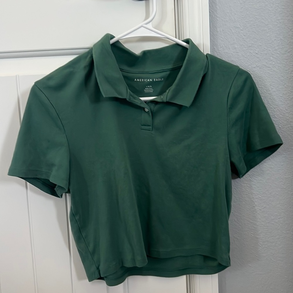 American Eagle Cropped Collared Tee